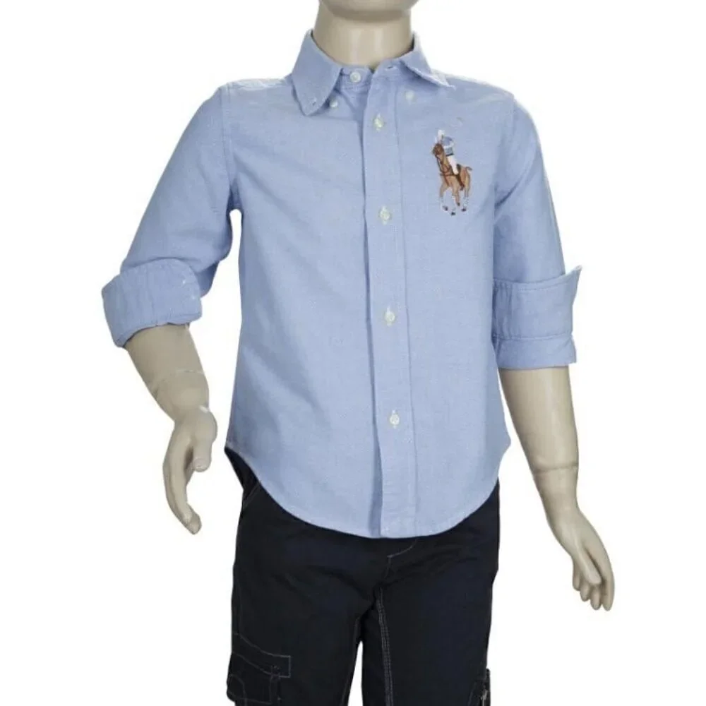 Ralph Lauren cotton twill large pony embroidered logo button front shirt